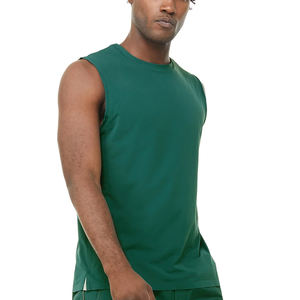 Camisetas sin mangas de gimnasio para hombre, talla XL, algodón transpirable, fibra de bambú, Color sólido con estampado de estilo callejero, Camiseta de punto de talla grande - Product Image 6