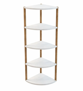 5-Tier Triangle Wooden Shelf <b>Unit</b> Corner <b>Storage</b> Shelf <b>for</b> Bathroom & Living Room - Product Image 1