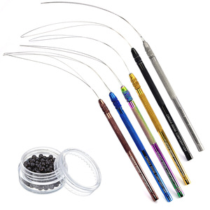 Salon hair extension tools accessories kit threading tools Loop & hook <b>wet</b> with wire nano bead application tools smooth handle - Product Image 3