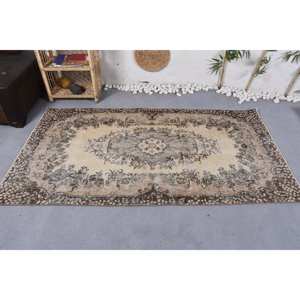 พรมตุรกีวินเทจ3.6 X 7ft เบจสีน้ำตาลพื้นที่ขนาดใหญ่ขนแกะรูปสี่เหลี่ยมผืนผ้าขนกระต่ายเทียมยางการเย็บปะติดปะต่อกันสำหรับใช้ในห้องโถง - Product Image 3