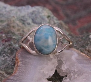 Vintage Style Trendy Handmade Natural Larimar Gemstone Genuine 925 <b>Sterling</b> <b>Silver</b> <b>Engagement</b> <b>Ring</b> for Christian Occasions Gift - Product Image 2