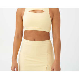 Top Senza Cuciture in Cotone per Donna, Modello Vestlette con Taglio Modellante, Giallo, Taglia Media - Product Image 3