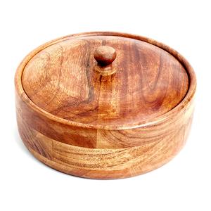 Casserole de luxe faite à la main de la meilleure qualité Pot en bois unique avec couvercle en métal pour la cuisine Stockage des aliments au chaud pour la table de stockage Chapati - Product Image 2