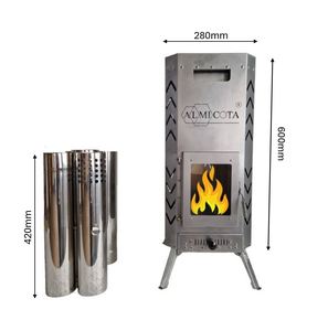 ALMICOTA Portable Lightweight Wood-Burning <b>Stove</b> Stainless Steel Freestanding Outdoor Modern Design Durable Firewood Heater - Product Image 2