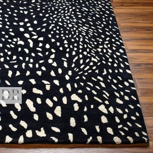Tapis en laine touffeté à la main de conception de taches noires et blanches pour salle à manger salon ou salon pour sol de maison - Product Image 5