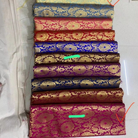 Tissu brodé floral à carreaux en jacquard brocart non tissé, doux, respirant, antistatique, poids moyen, pour filles et garçons, style indien