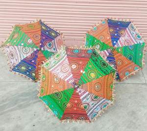 Nouveau parasol décoratif Parasol pliant auvent parapluie tissu ethnique Vintage Brolly indien 2 pièces de marque mariage métal T/T - Product Image 5