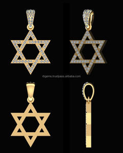 Cadeau Perfection Pendentif en forme d'étoile en or 10Kt 925 argent sterling VVS Moissanite Diamant rond taille brillant Diamants - Product Image 2