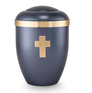 Belle conception autocollant et couleur Blu fini urnes de crémation en fer urnes funéraires galvanisées - Product Image 1