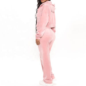 Skinny Sexy <b>Women</b> 2 Piece Pant Set Winter Sexy Long Sleeve Two Piece Set Clothing Crop Tops Velvet <b>Velour</b> <b>Tracksuits</b> for <b>Women</b> - Product Image 3