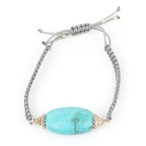 Bracelet élégant en argent sterling 925 avec pierre ovale turquoise et cristaux - Product Image 2