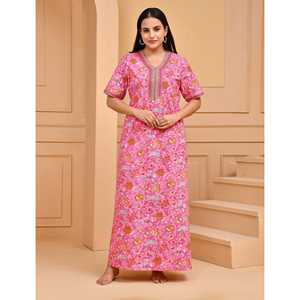 Camisón Rosa Cómodo 100% Algodón, Tela Popelina Suave, Cierre con Botones, Logotipo Personalizable, Talla XL, Suministro ODM, Animal - Product Image 1