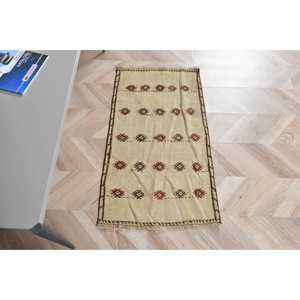 1.8x3.2 ft Kilim Vintage Rug, <b>Brown</b> Persian Turkish Rug <b>Wool</b> - Product Image 1