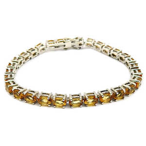 Joyería Bohemia fina de Hip Hop con piedras preciosas de citrino amarillo, conjunto de puntas de plata 925, pulsera de piedras preciosas en corte ovalado para hombres y mujeres - Product Image 4