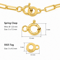 RYS 925 Argent Sterling Plaqué Or Figaro Chaîne Collier 3.812g Angulaire Rectangulaire Lien 45cm Femmes Quotidien Bijoux En Gros