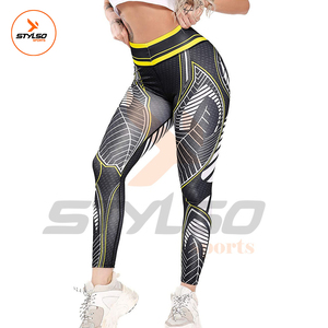Leggings de Yoga con estampado por sublimación para mujer, Leggings de cintura alta para Yoga y Fitness - Product Image 3