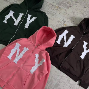 เสื้อฮู้ดซิปแบบยูนิเซ็กซ์ ผ้าฟลีซผสมคอตตอน แต่งลายตัวอักษร NY สไตล์ลำลอง ใส่ได้ในฤดูใบไม้ร่วง ทรงปกติ - Product Image 4
