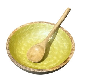 Citrine Glow <b>Bowl</b> Salad <b>Bowl</b> or Wooden with Serving Tongs Large for Fruits <b>Cereal</b> or Pasta Large Mixing <b>Bowl</b> Set - Product Image 2
