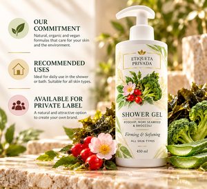 Gel Douche Marque Blanche à la Rose Musquée, aux Algues Nori et au Brocoli 450ml |   Gel Douche Hydratant Raffermissant |   Fabricant de cosmétiques OEM Espagne - Product Image 2