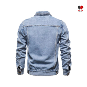 Chaqueta Vaquera para Hombre, Desgastada, Rota, de Color Sólido, Chaqueta de Mezclilla, Abrigo de Moda con Múltiples Bolsillos - Product Image 3