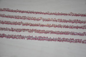 Beautiful pink quartz Beads silver Pleated Thick <b>Rosary</b> Chain, Dangling Beaded Chain, Anguri Chain for Jewelry Making - Product Image 5