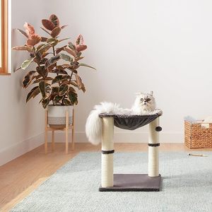 Interactive Large Home Decor <b>Cat</b> Condo Tower 2-Level Plush Hammock <b>Bed</b> Scratching Post Easy-to-Assemble <b>Cat</b> <b>Tree</b> Including - Product Image 1