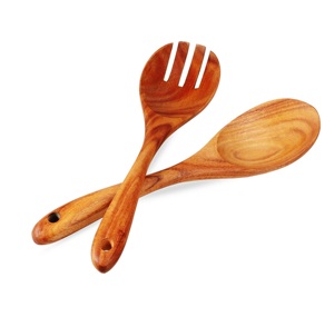 Servidores de ensalada Set 2 Servidores de ensalada de madera de mango Juego de 2 SERVIDORES DE ENSALADA DE MADERA JUEGO DE 2 HECHO A MANO ÚNICO KETCHENWAR - Product Image 1