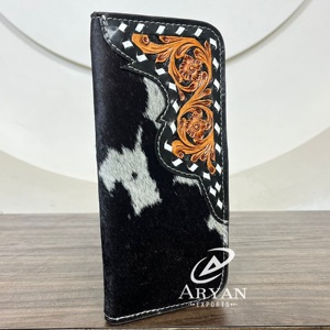 2025 Fashionable Manufacturers Premium Designer Slim Hand <b>Tooled</b> <b>Leather</b> Men's Long Bifold Wallet Luxury Card Money Holder Purse - Product Image 1