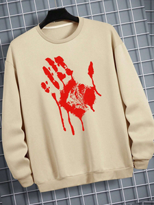 Venta al por mayor 100% sudaderas con capucha de algodón para los hombres de alta calidad transpirable sudaderas de secado rápido con estampado a mano de invierno Oem sin capucha - Product Image 6