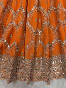 Diseñador Premium Heavy Work Festival Wear Faux Georgette Top e hilo Palazzo con bordado de secuencia Top de trabajo con Sharara - Product Image 5