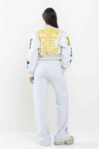 Chaqueta Varsity Vintage de Lona con Cuello Alto para Hombre, Estilo Urbano Holgado, 100% Lana - Product Image 6