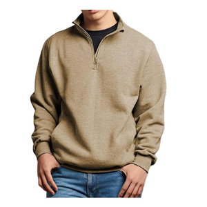 Qualité supérieure surdimensionné léger quart Zip pull 100% coton uni quart demi fermeture éclair col roulé unisexe sweat - Product Image 4