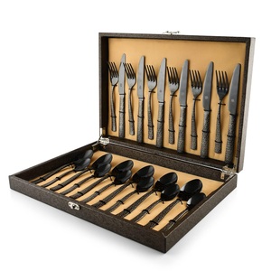 Matt Black Color PVD Coated Cutlery Set Impactful Durable and Reliable <b>Promotional</b> and Business Gift Available at Best Price - Product Image 1