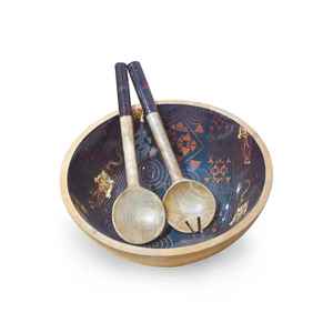 Diseño de molde de Metal, cuenco de madera de Acacia para servir, ensaladera con servidor o cuenco de vajilla, cocina, Hotel, hogar, restaurante, uso - Product Image 3