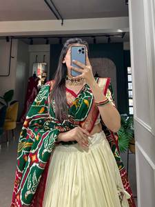 Designer Traditional Navratri <b>Lehenga</b> Choli with Heavy Embroidery, Mirror Work, and Dupatta for Garba & Dandiya Night - Product Image 4