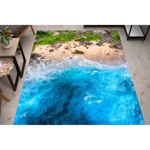 Alfombra Antideslizante con Estampado de Olas Oceánicas, Alfombra Estampada, Alfombra Suave con Pelo Corto - Product Image 3