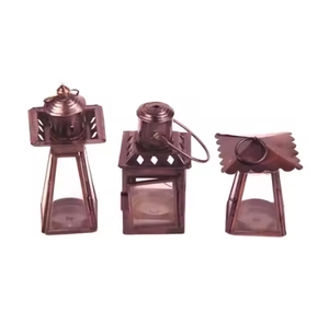 Lanternes en métal modernes avec ouragans en verre Bougeoir intérieur et extérieur au design nouveau pour éclairer la décoration de Noël - Product Image 2