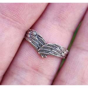 Sterling <b>Silver</b> Minimalist Angel <b>Feather</b> <b>Ring</b> Dainty Wing Hug Knuckle Band Inlay Gift for Her Birthday Anniversary Christmas IGI - Product Image 2