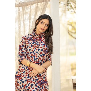 Conjunto de Dos Piezas de Algodón Estampado de Diseñador de Moda Kamla, Atuendo Cómodo para Mujer, Ropa Casual para Uso Diario - Product Image 1