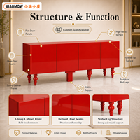 Buffet moderne en bois massif rouge brillant, meuble de rangement écologique pour salle à manger, hôtel, villa, projet de mobilier