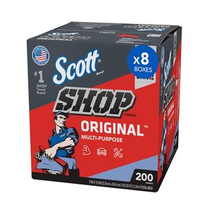 Scott Shop Towels Original 75190, Blue, Pop-Up Dispenser Box, 10 x 12, 200 <b>Sheets</b>/Box, 8 Boxes/Case, 1,600 Towels - Product Image 1