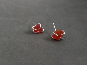 Boucles d'oreilles bohème orange cornaline naturelle clous en argent sterling plaqué or pour les occasions de fête et de cadeau bijoux de pierre de naissance vierge - Product Image 5