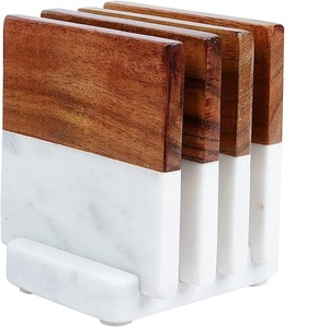 New Arrival MS INC <b>Marble</b> With Wood <b>Coaster</b> Set of 4 Pcs for Kitchen Tea Coffee Cup Table Top Decorative <b>Marble</b> <b>Coaster</b> - Product Image 1