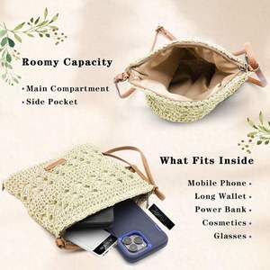 Bolso de Playa Pequeño Bototack para Mujer, Bolso de Hombro Tejido a Mano Estilo Boho, Moderno, para Vacaciones y Viajes - Product Image 4
