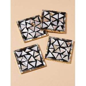 Home Mop Inlay <b>Coaster</b> with Mother of Pearl Inlay Wood Resin Tea <b>Drink</b> <b>Coaster</b> Mats Table Decoration Product Category Mats Pads - Product Image 6
