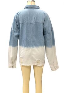 แจ็กเก็ตผ้ายีนส์โอเวอร์ไซส์สำหรับผู้หญิงแจ็คเก็ตยีนส์ผ่าหน้าเพ้นท์สีตามสั่ง - Product Image 3