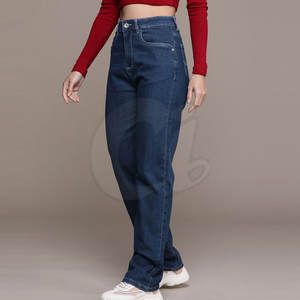 Pantalones Vaqueros de mujer de etiqueta privada, pantalones vaqueros de mujer de color sólido, pantalones vaqueros con bolsillos laterales, pantalones vaqueros a la venta - Product Image 2