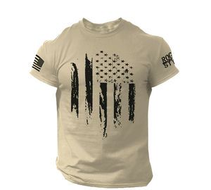 เสื้อยืดผู้ชายลายธงชาติอเมริกัน ผ้าฝ้าย 100% ดีไซน์เรียบง่าย สไตล์ลำลอง ระบายอากาศได้ดี แห้งเร็ว น้ำหนักผ้า 210 กรัม รับผลิตแบบ OEM - Product Image 4