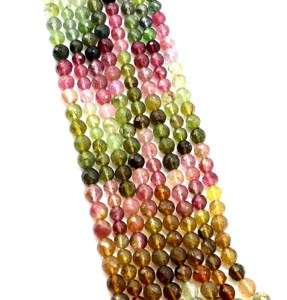 Cuentas de piedras preciosas de turmalina multicolor Natural de 10 pulgadas de alta calidad, cuentas de piedra en forma redonda facetada multiturmalina - Product Image 3