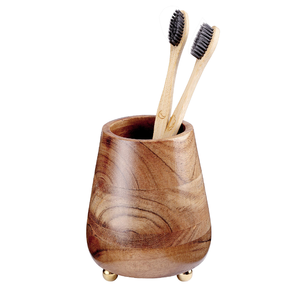 Estuche de almacenamiento para brochas de madera, soporte para bolígrafos, taza para la escuela o el hogar, soporte para brochas de maquillaje para suministros de belleza - Product Image 3